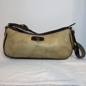 The Trend Y2K 2 toned tan-brown leather top zipper small shoulder.